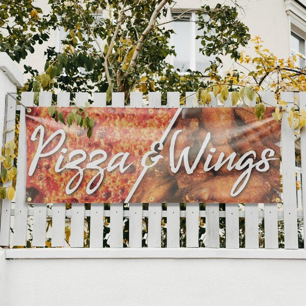 Signmission Pizza and Wings, 24 Inch x 72 Inch, Vinyl Banner - B-72-30804