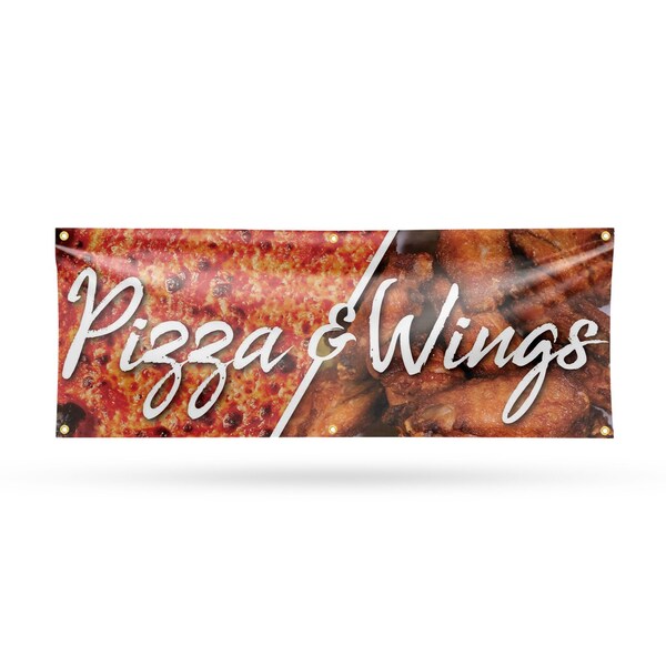 Signmission Pizza and Wings, 24 Inch x 72 Inch, Vinyl Banner - B-72-30804