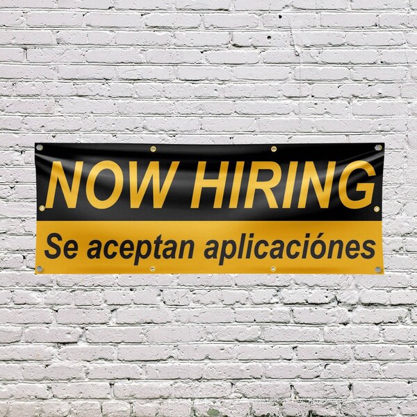 Signmission Now Hiring se Acepan Aplicaciones, 36 Inch x 96 Inch, Vinyl Banner - B-96-30761