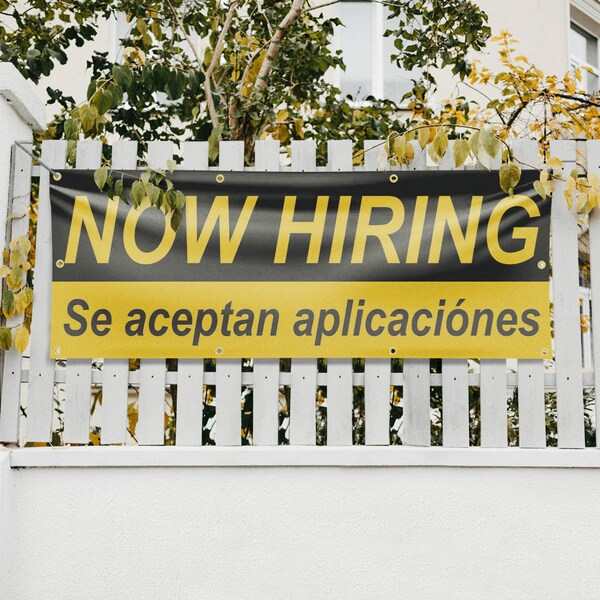 Signmission Now Hiring se Acepan Aplicaciones, 36 Inch x 96 Inch, Vinyl Banner - B-96-30761