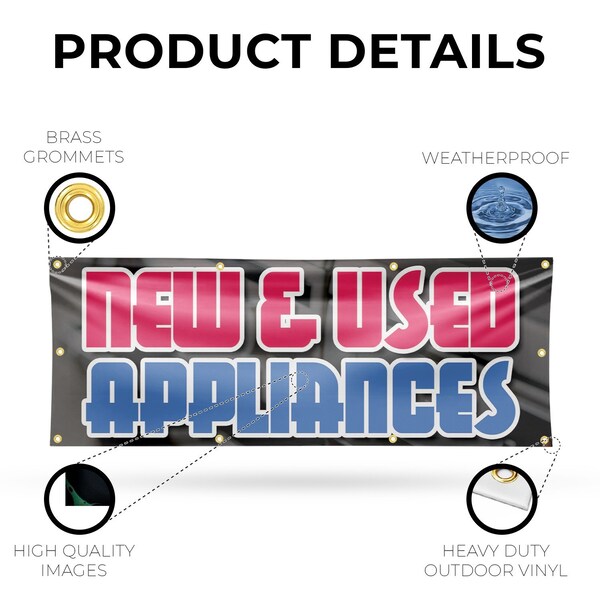Signmission New & Used Appliances, 36 Inch x 96 Inch, Vinyl Banner - B-96-30751
