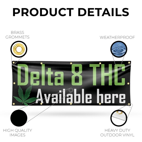 Signmission Delta 8 THC Available Here, 48 Inch x 120 Inch, Vinyl Banner - B-120-30538