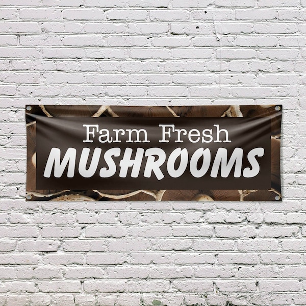 Signmission Farm Fresh Mushrooms, 18 Inch x 48 Inch, Vinyl Banner - B-30602