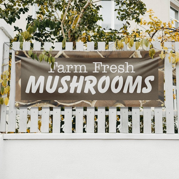 Signmission Farm Fresh Mushrooms, 18 Inch x 48 Inch, Vinyl Banner - B-30602