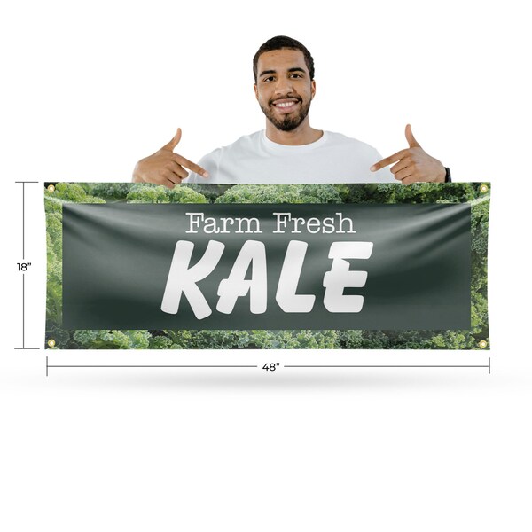 Signmission Farm Fresh Kale, 18 Inch x 48 Inch, Vinyl Banner - B-30598