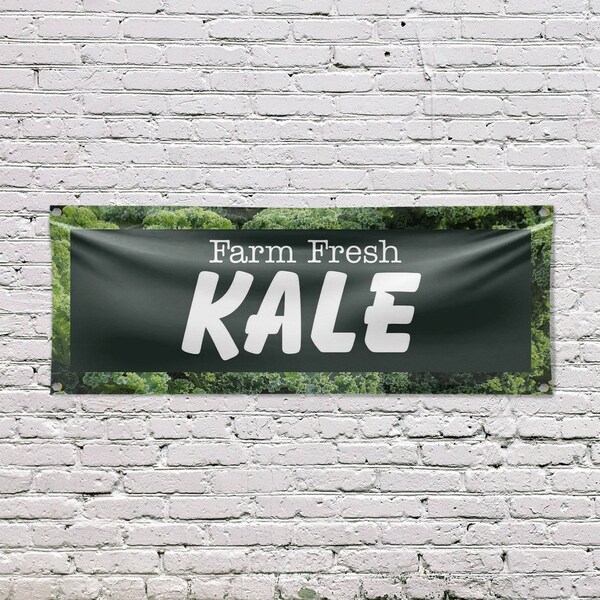 Signmission Farm Fresh Kale, 18 Inch x 48 Inch, Vinyl Banner - B-30598
