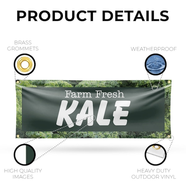 Signmission Farm Fresh Kale, 18 Inch x 48 Inch, Vinyl Banner - B-30598