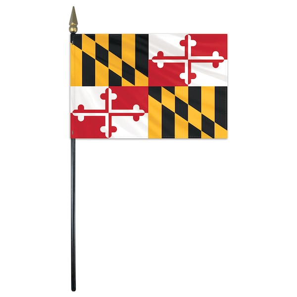 Global Flags Unlimited Maryland Stick Flag 4"x6" E Gloss - 200319
