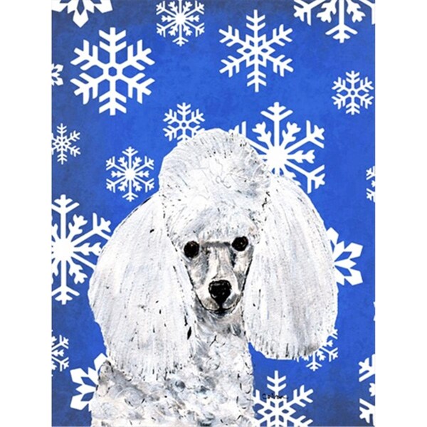 Patioplus White Toy Poodle Winter Snowflakes Flag Garden Size - PA248716