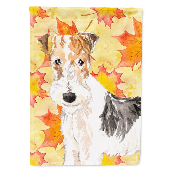 Patioplus Fall Leaves Fox Terrier Garden Size Flag - PA2891743