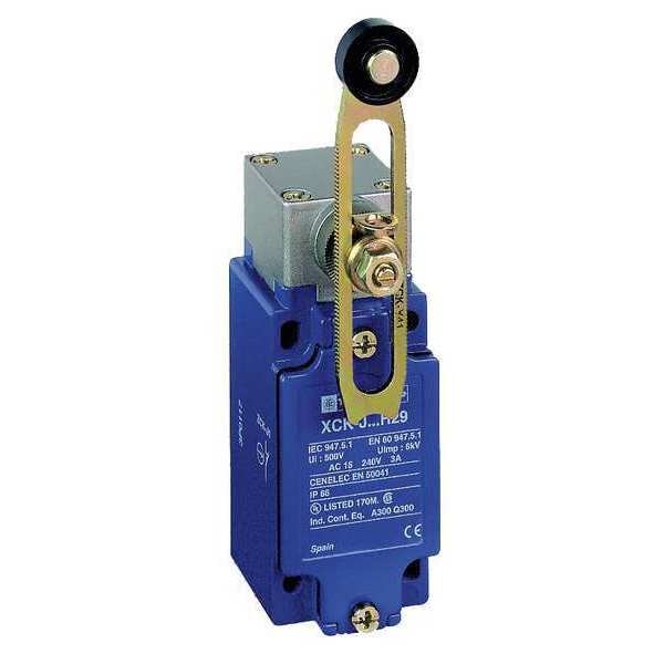 Interruptor de límite de servicio pesado Telemecanique Sensors, palanca de rodillo ajustable, rotativo, 2NC/2NO, 10A @ 240V AC - XCKJ20541H7