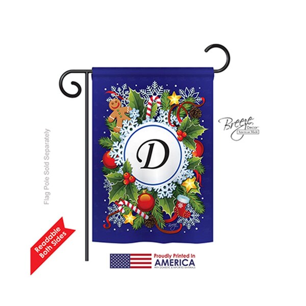 Gardencontrol Winter D Monogram 2-Sided Impression Garden Flag - 13 x 18.5 in. - GA4107694