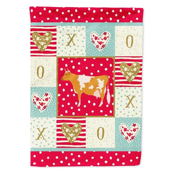 Carolines Treasures 28 x 0.01 x 40 in. Guernsey Cow Love Flag Canvas House Size - CK5248CHF