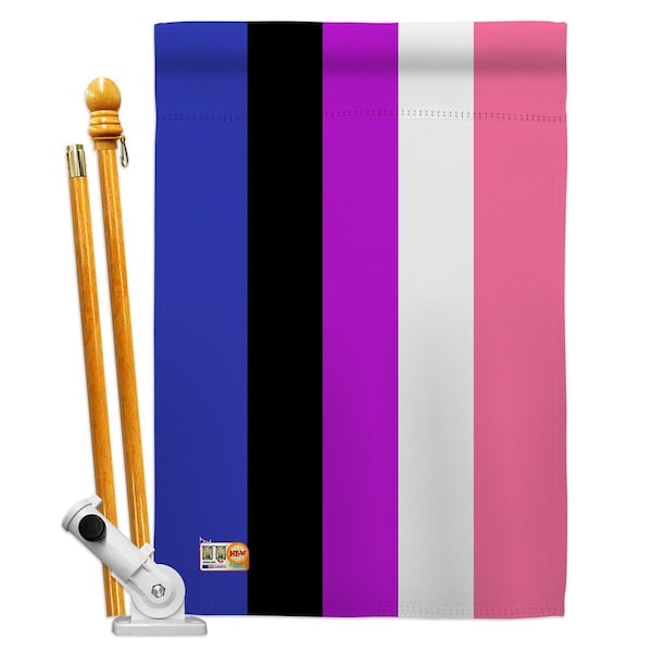 Americana Home & Garden 28 x 40 in. Genderfluidity Pride Inspirational Support Impressions Vertical House Flag Set - HS148008-BO