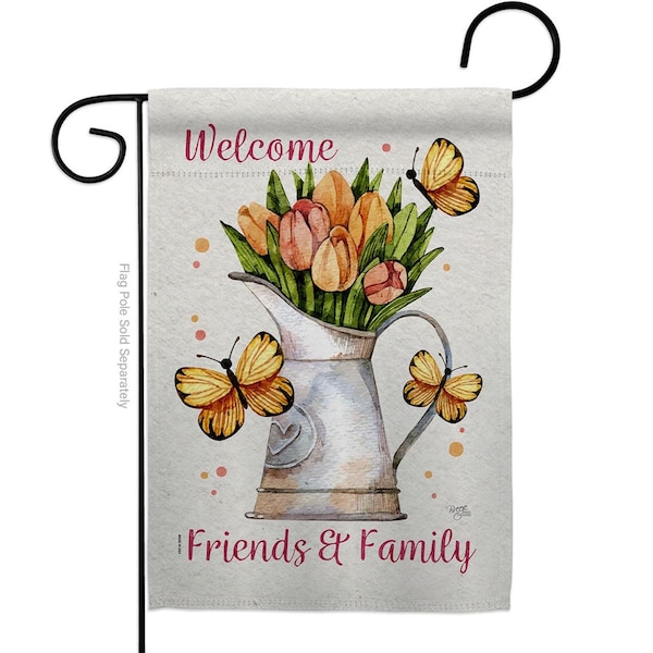 Gardencontrol G150087-BO Friends Family Floral Double-Sided Decorative Garden Flag, Multi Color - GA3910531