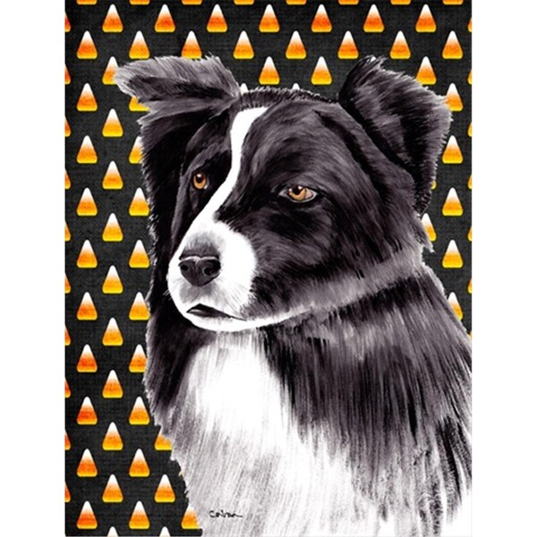 Patioplus Border Collie Candy Corn Halloween Portrait Flag Garden Size - PA245828