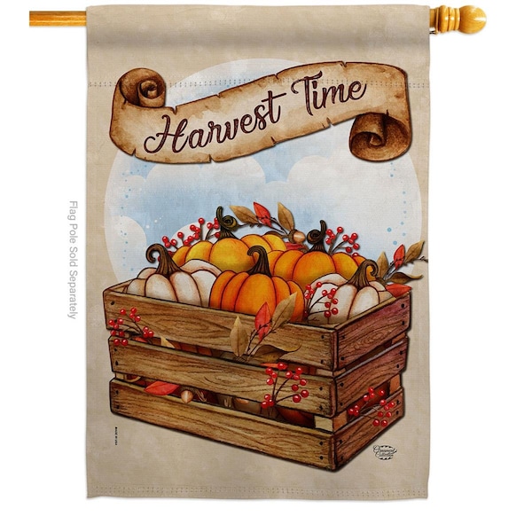 Cuadrilatero 28 x 40 in. Harvest Time House Flag with Fall & Autumn Double-Sided Vertical Flags  Banner Garden - CU3870268