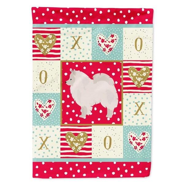 Carolines Treasures 28 x 0.01 x 40 in. German Spitz No.1 Love Canvas House Flag - CK5837CHF