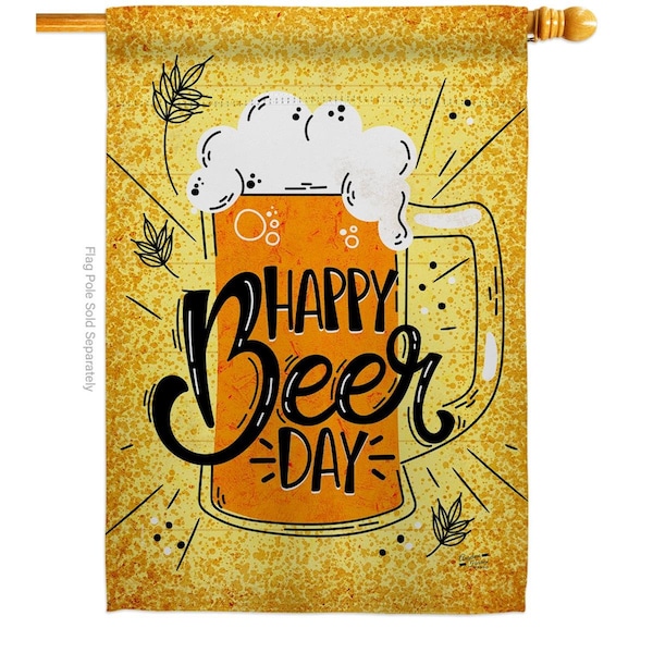 Patio Trasero Happy Beer Day Beverages 28 x 40 in. Dbl-Sided Vertical House Flags for Decoration Banner Garden - PA4072402