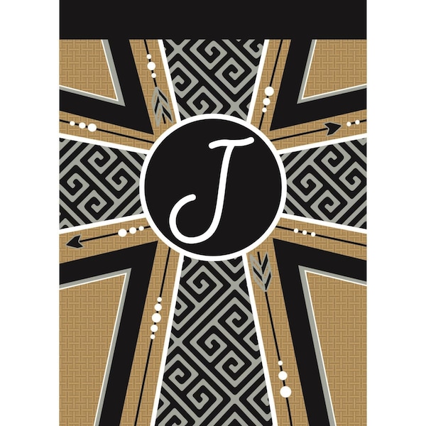 Recinto 13 x 18 in. Double Applique Monogram J Cross Burlap Garden Flag - RE3459517