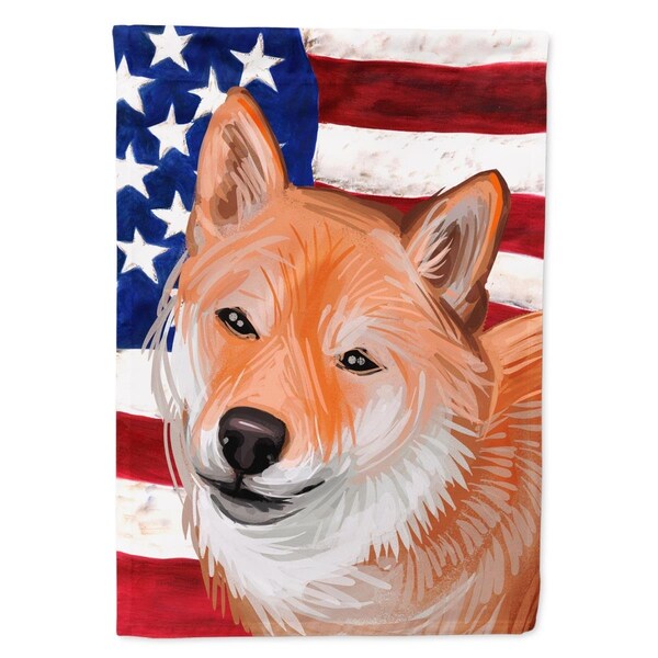 Carolines Treasures Shiba Inu Dog American Canvas House Flag - 28 x 0.01 x 40 in. - CK6704CHF
