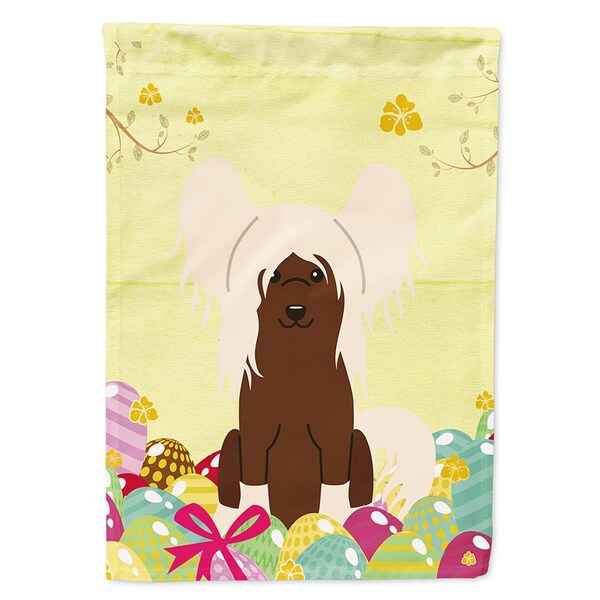 Patioplus Easter Eggs Chinese Crested Cream Flag Canvas House Size - PA2879357