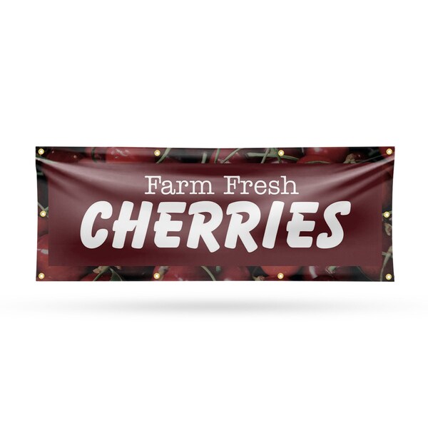 Signmission Farm Fresh Cherries, 36 Inch x 96 Inch, Vinyl Banner - B-96-30587