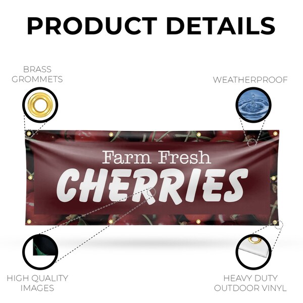 Signmission Farm Fresh Cherries, 36 Inch x 96 Inch, Vinyl Banner - B-96-30587