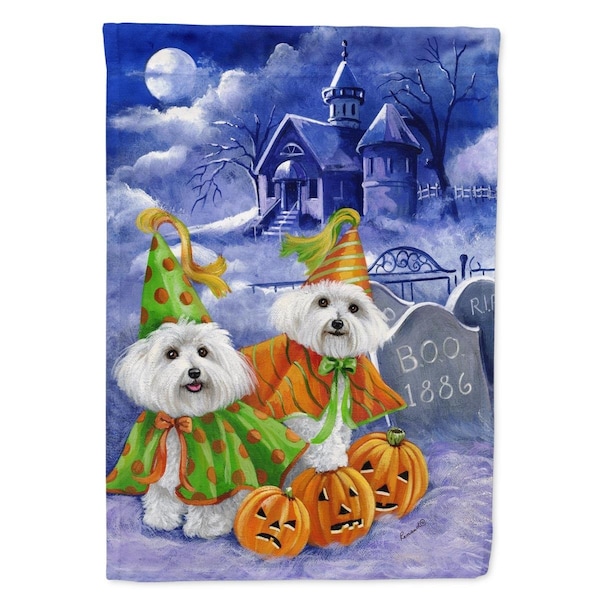 Patioplus 11 x 0.01 x 15 in. Bichon Frise Halloween Haunted House Garden Flag - PA2553229