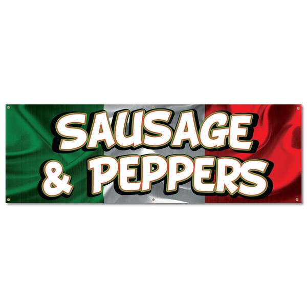 Signmission Sausage And Peppers, 24 Inch, Banner - B-72-30422