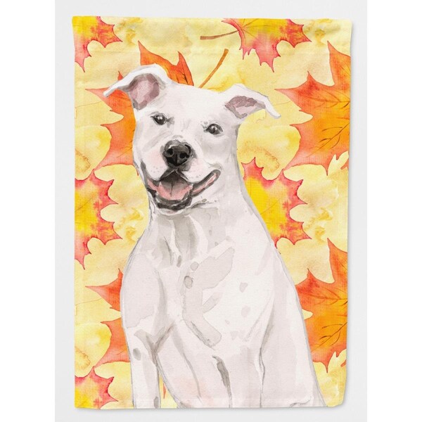 Patioplus White Staffie Bull Terrier Fall Flag Canvas House - PA2551662