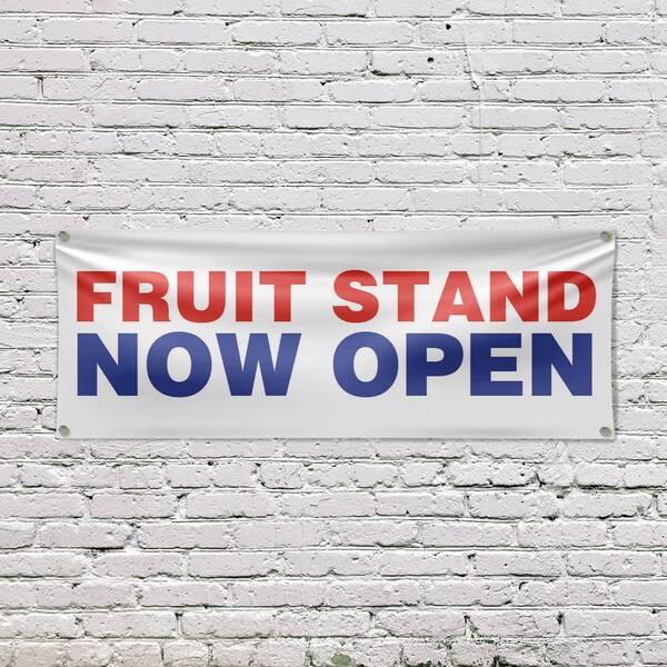 Signmission Fruit Stand Now Open, 18 Inch x 48 Inch, Vinyl Banner - B-30664