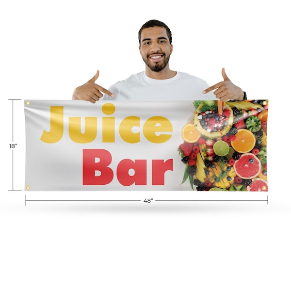 Signmission Juice Bar, 18 Inch x 48 Inch, Vinyl Banner - B-30715