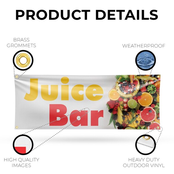 Signmission Juice Bar, 18 Inch x 48 Inch, Vinyl Banner - B-30715