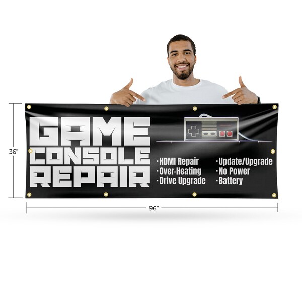 Signmission Game Console Repair, 36 Inch x 96 Inch, Vinyl Banner - B-96-30668