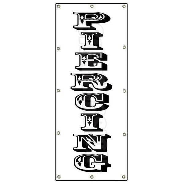 Signmission PIERCING VERTICAL BANNER SIGN body art tattoo parlor pierce jewelry - B-120 PIERCING VERTICAL