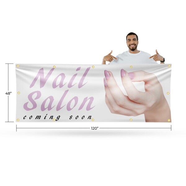 Signmission Nail Salon Coming Soon, 48 Inch x 120 Inch, Vinyl Banner - B-120-30747