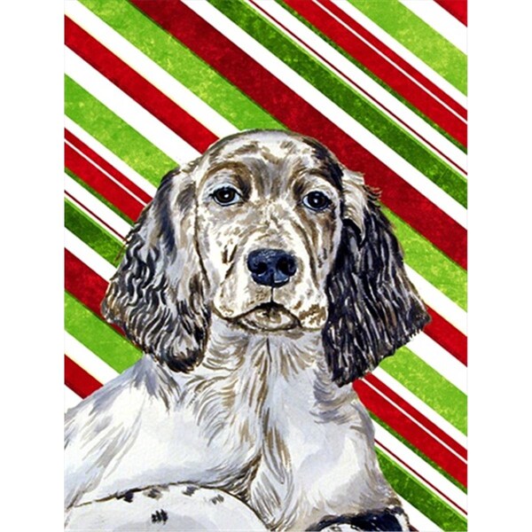 Patioplus 11 x 15 in. English Setter Candy Cane Holiday Christmas Garden Size Flag - PA730417