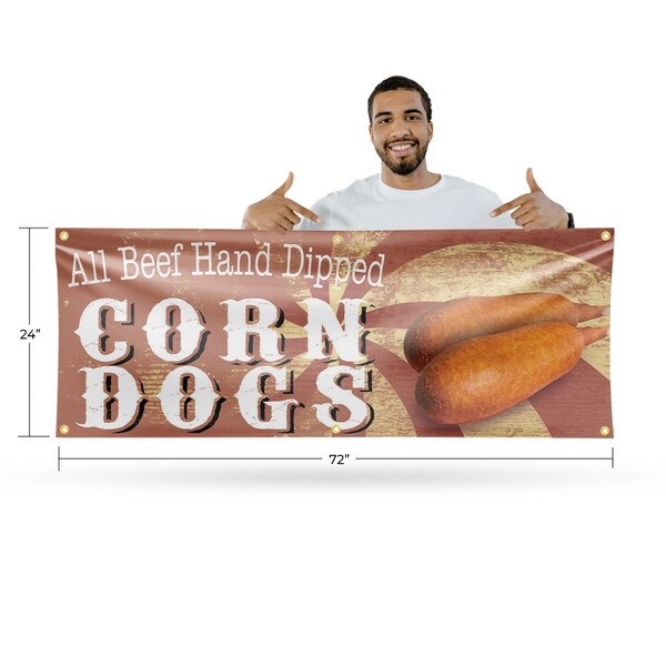 Signmission Corn Dogs, 24 Inch x 72 Inch, Vinyl Banner - B-72-30529
