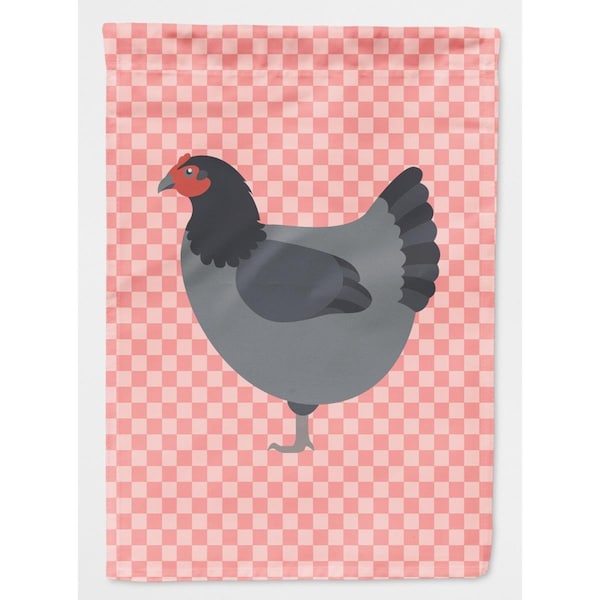 Carolines Treasures Jersey Giant Chicken Pink Check Canvas House Flag - BB7835CHF