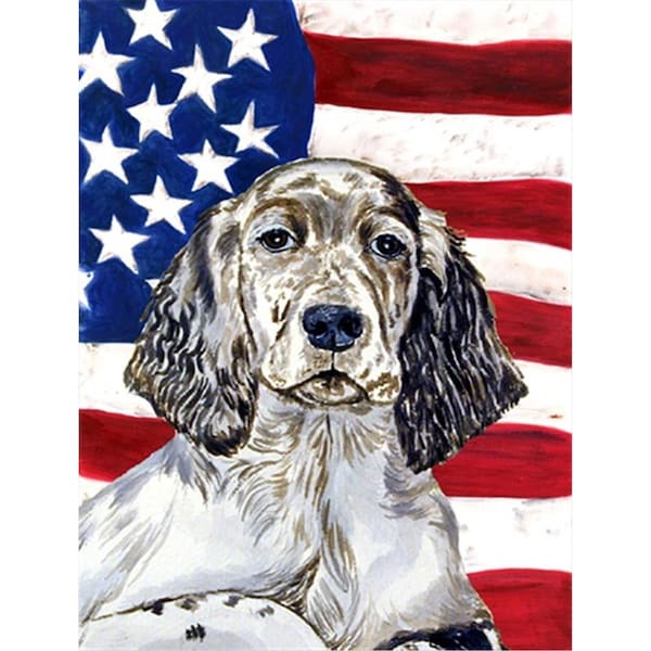 Patioplus 28 x 40 in. USA American Flag with English Setter House Size Canvas Flag - PA2554608