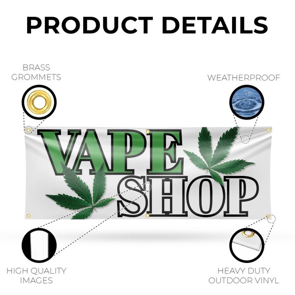 Signmission Vape Shop, 24 Inch x 72 Inch, Vinyl Banner - B-72-30907