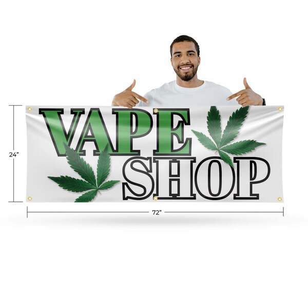 Signmission Vape Shop, 24 Inch x 72 Inch, Vinyl Banner - B-72-30907
