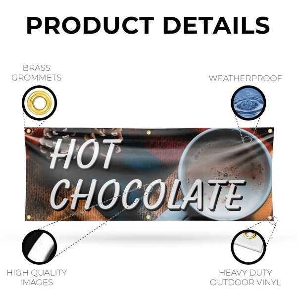 Signmission Hot Chocolate, 24 Inch x 72 Inch, Vinyl Banner - B-72-30698
