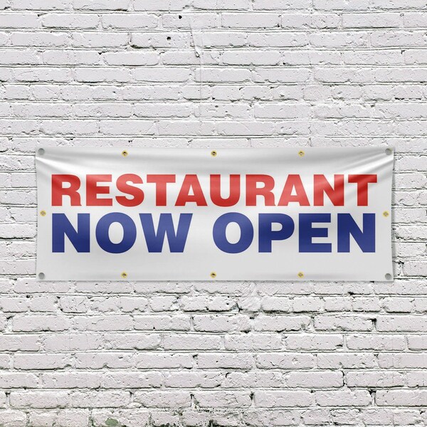 Signmission Restaurant Now Open, 48 Inch x 120 Inch, Vinyl Banner - B-120-30834