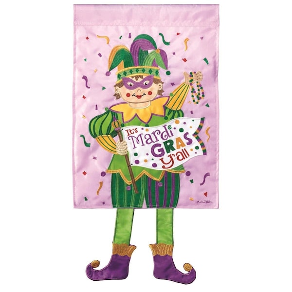 Dicksons 13 x 24 in Flag Double Applique Mardi Gras Jester Polyester Garden - M010121