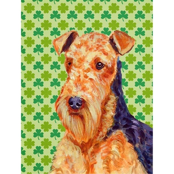 Patioplus Airedale St. Patricks Day Shamrock Portrait Flag - Garden Size - PA719328