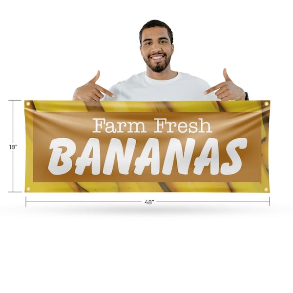 Signmission Farm Fresh Bananas, 18 Inch x 48 Inch, Vinyl Banner - B-30576