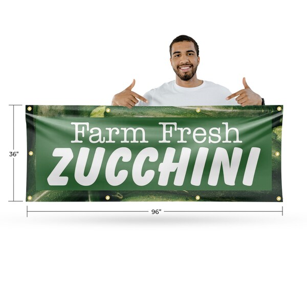 Signmission Farm Fresh Zucchini, 36 Inch x 96 Inch, Vinyl Banner - B-96-30622