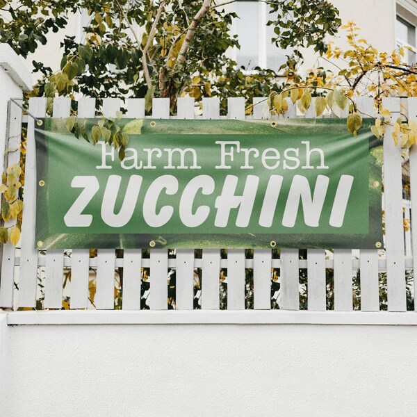 Signmission Farm Fresh Zucchini, 36 Inch x 96 Inch, Vinyl Banner - B-96-30622